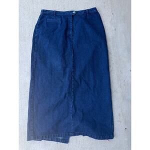 Mountain Lake Vintage Denim Midi Skirt 18 Dark Wash 90s Minimalist Jean Skirt